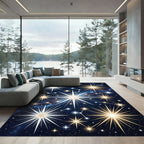 Celestial Gold and White Starry Night Rug