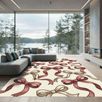 Charming Rose Ribbon Bow Illustration Rug