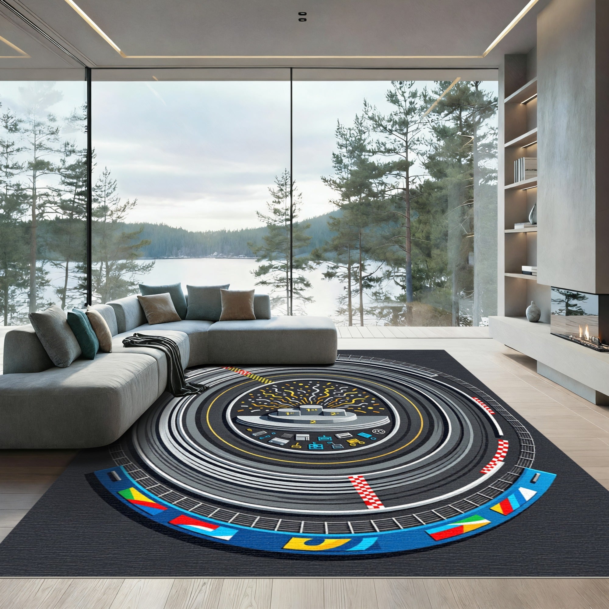 Contemporary Grand Prix Racing Podium Rug