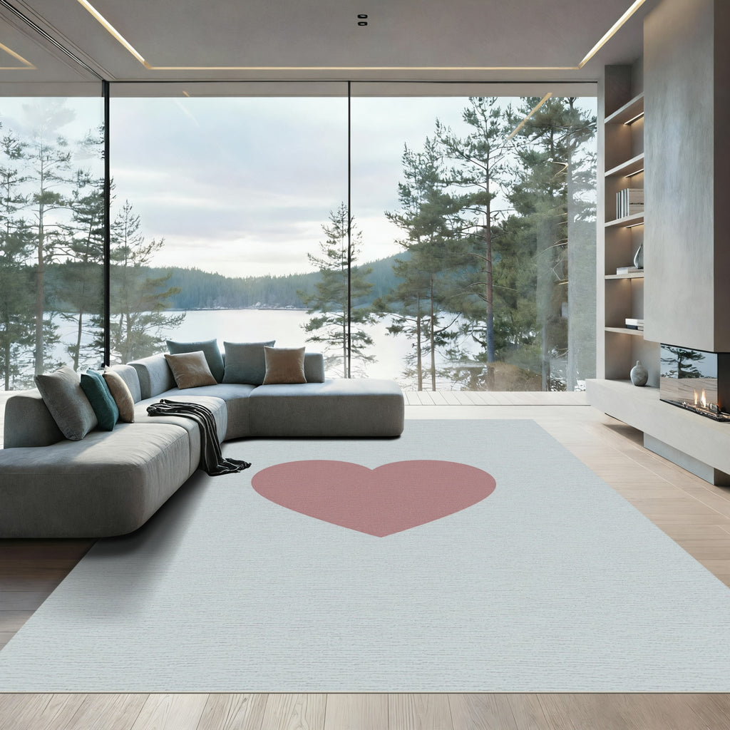 Dusty Rose Heart Centered Rug