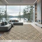 Elegant Champagne Ornate Trellis Lattice Rug