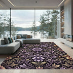 Elegant Lilac Floral Damask Jewel Scroll Rug