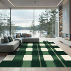 Bold Green and Cream Buffalo Check Rug