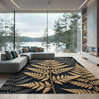 Golden Fern Botanical Charcoal Backdrop Rug