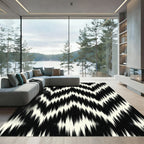 Black and Ivory Chevron Zigzag Rug
