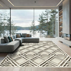 Cream Ivory Interlocking Geometric Diamond Rug
