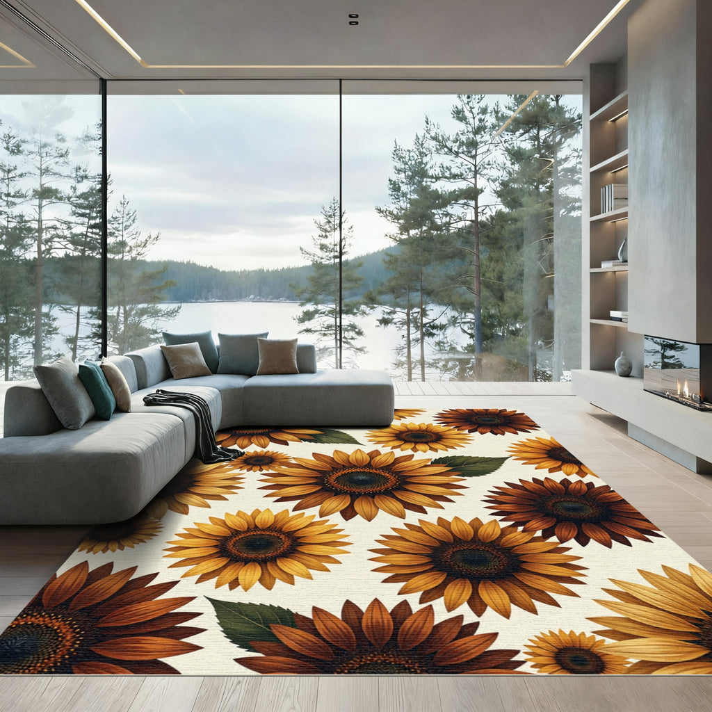 Golden Sunflower Medley Arrangement Rug