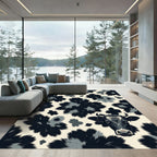 Abstract Black and White Cow Illustration Rug