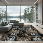 Majestic Leopard Head Safari Tapestry Rug
