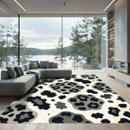 Black Gray Animal Print Spots Rug
