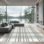 Subtle Gray Tartan Grid Rug