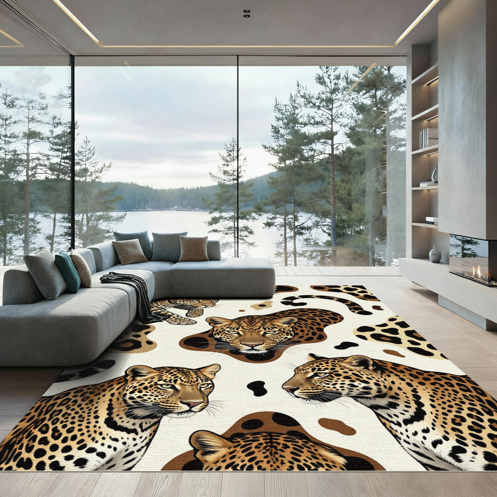 Leopard Spots Animal Print Collage Rug