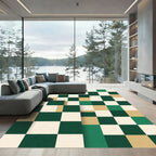 Green Beige Cream Checkerboard Quadratics Rug