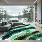 Emerald Green Abstract Watercolor Brushstroke Rug