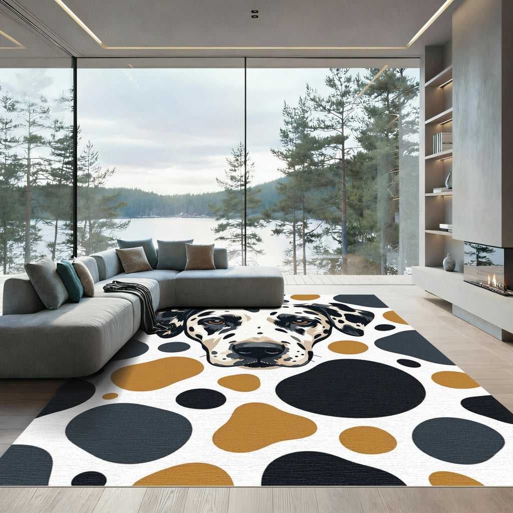 Dalmatian Spot Watercolor Black Ochre Rug