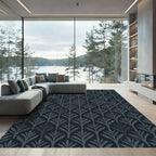 Graphite Slate Leafy Vine Recurrence Rug
