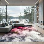 Vibrant Pink Cloud Swirl Abstract Rug