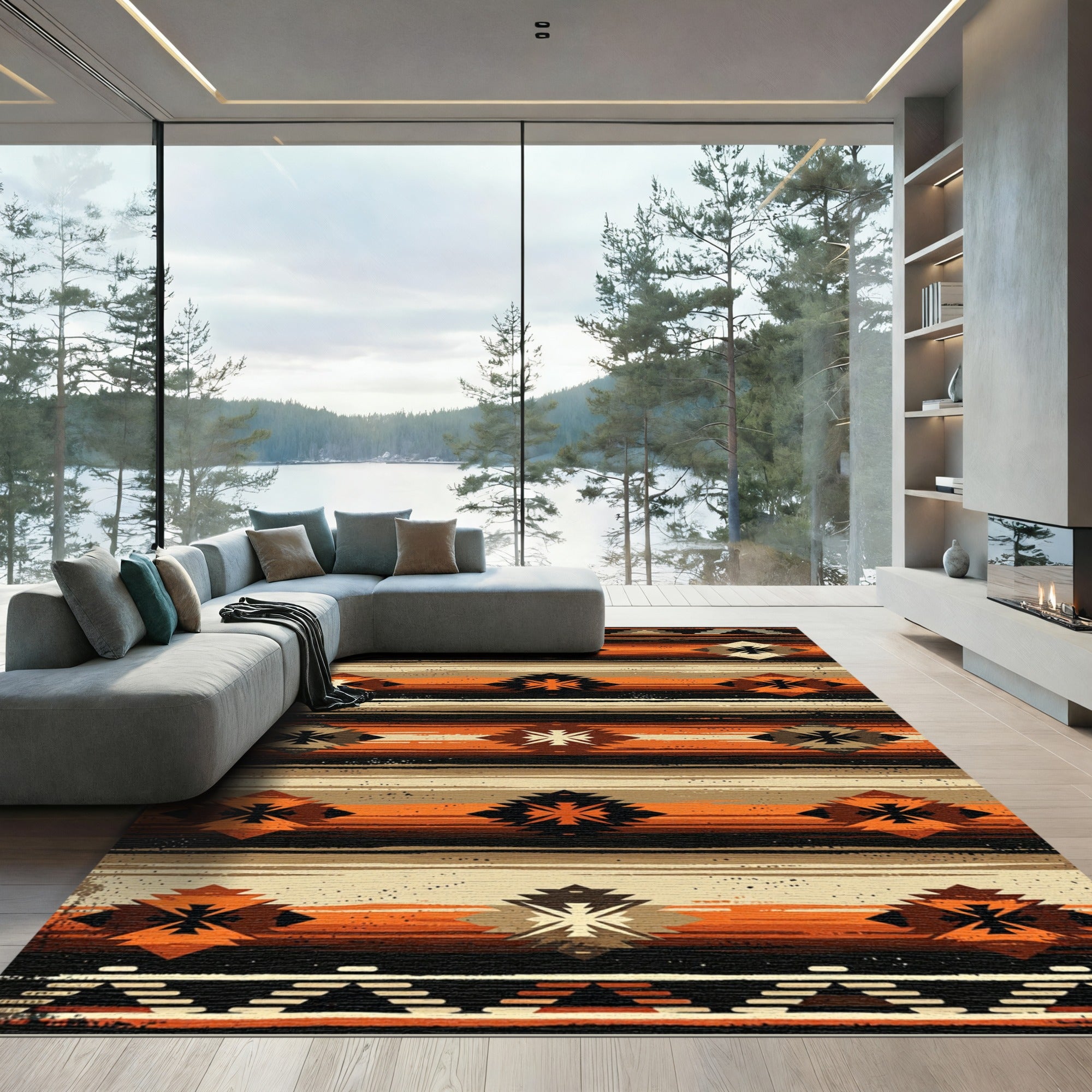 Earthy Southwest Geometric Diamond Stripe Rug