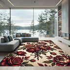 Rich Red Rose Floral Arrangement Rug