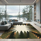 Forest Pine Needle Earthy Border Rug