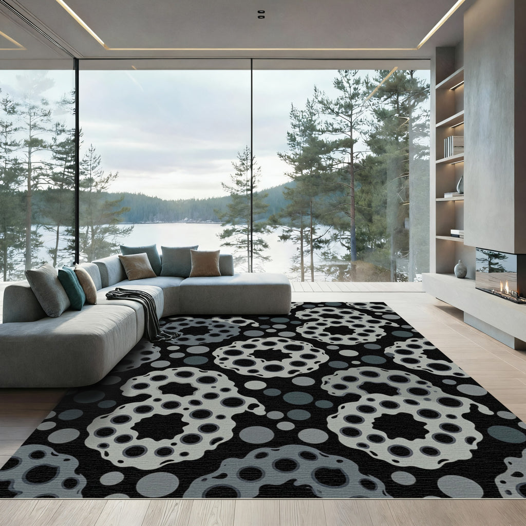 Monochromatic Gray Abstract Dots Rug
