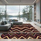 Earthy Geometric Zigzag Sunset Chevron Rug