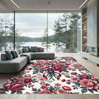 Romantic Pink Rose Peony Bouquet Rug