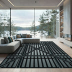 Dark Gray Grid Intersection Rug
