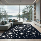 Cosmic White Stars Midnight Rug
