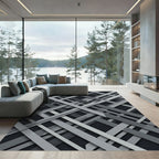 Monochromatic Geometric Intersecting Linear Art Rug