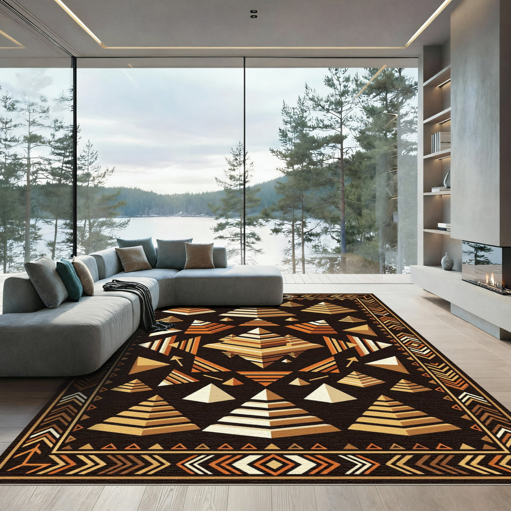Golden Pyramid Collection Geometric Rug