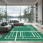 Modern Geometric Emerald Linear Grid Rug