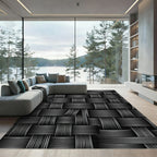 Dark Gray Woven Texture Geometric Rug