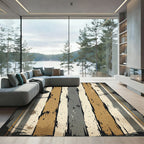 Rustic Gold and Gray Tonal Stripes Rug