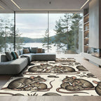 Gray Mouse Family Field Illustration Rug