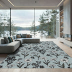Monochromatic Floral Sprig Garden Rug