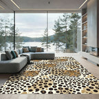 Elegant Leopard Head Neutral Animal Rug