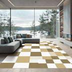 Neutral Earth Tone Checkerboard Squares Rug