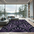 Art Deco Purple Fanburst Swirl Rug