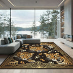 Art Deco Golden Leopard Portrait Rug
