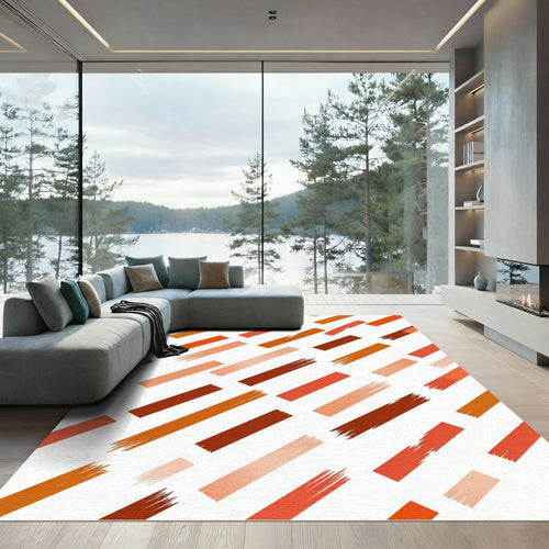 Abstract Burnt Orange Brushstroke Angle Rug