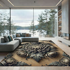 Gray Chrysanthemum Crown Medallion Rug