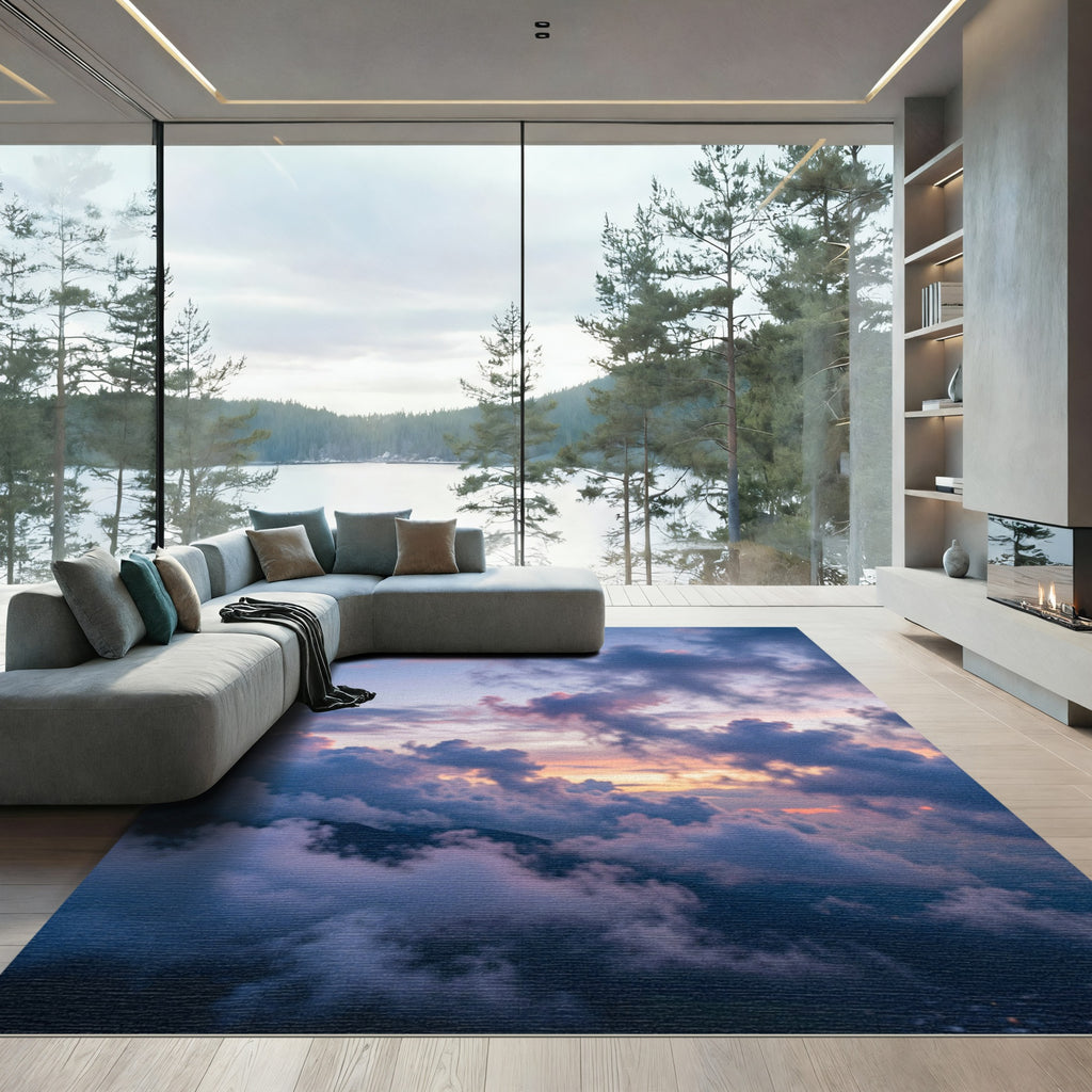 Ethereal Twilight Clouds Abstract Impressionist Rug