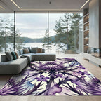 Gothic Purple Thistle Watercolor Floral Art Rug
