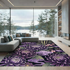 Purple Chrysanthemum Bamboo Cloud Floral Rug