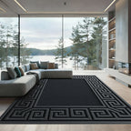 Dark Gray Square Greek Key Rug