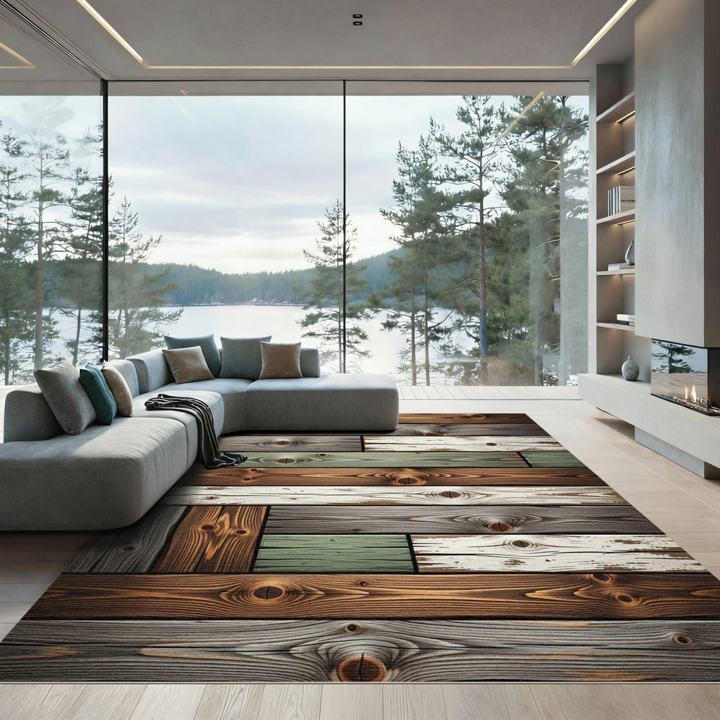 Rustic Weathered Multi Tone Plank Rug