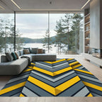 Modern Yellow And Gray Chevron Geometry Rug