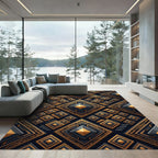 Golden Geometric Diamond Onyx Rug