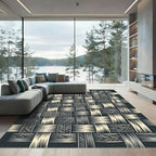 Woven Tan and Gray Geometric Texture Rug